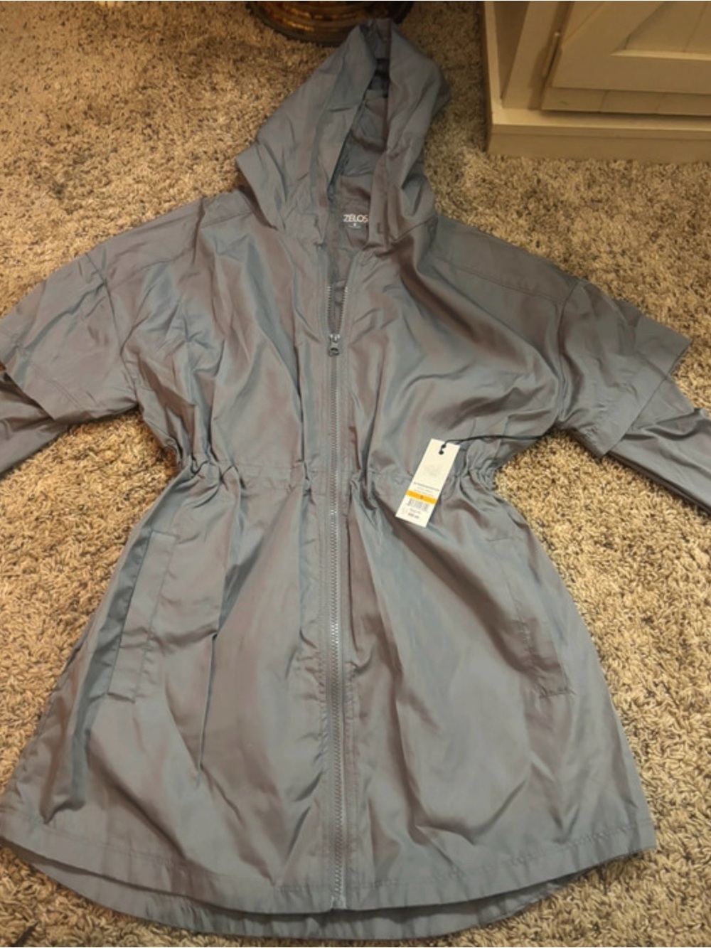 ZELOS Light Gray Hooded Packable Jacket